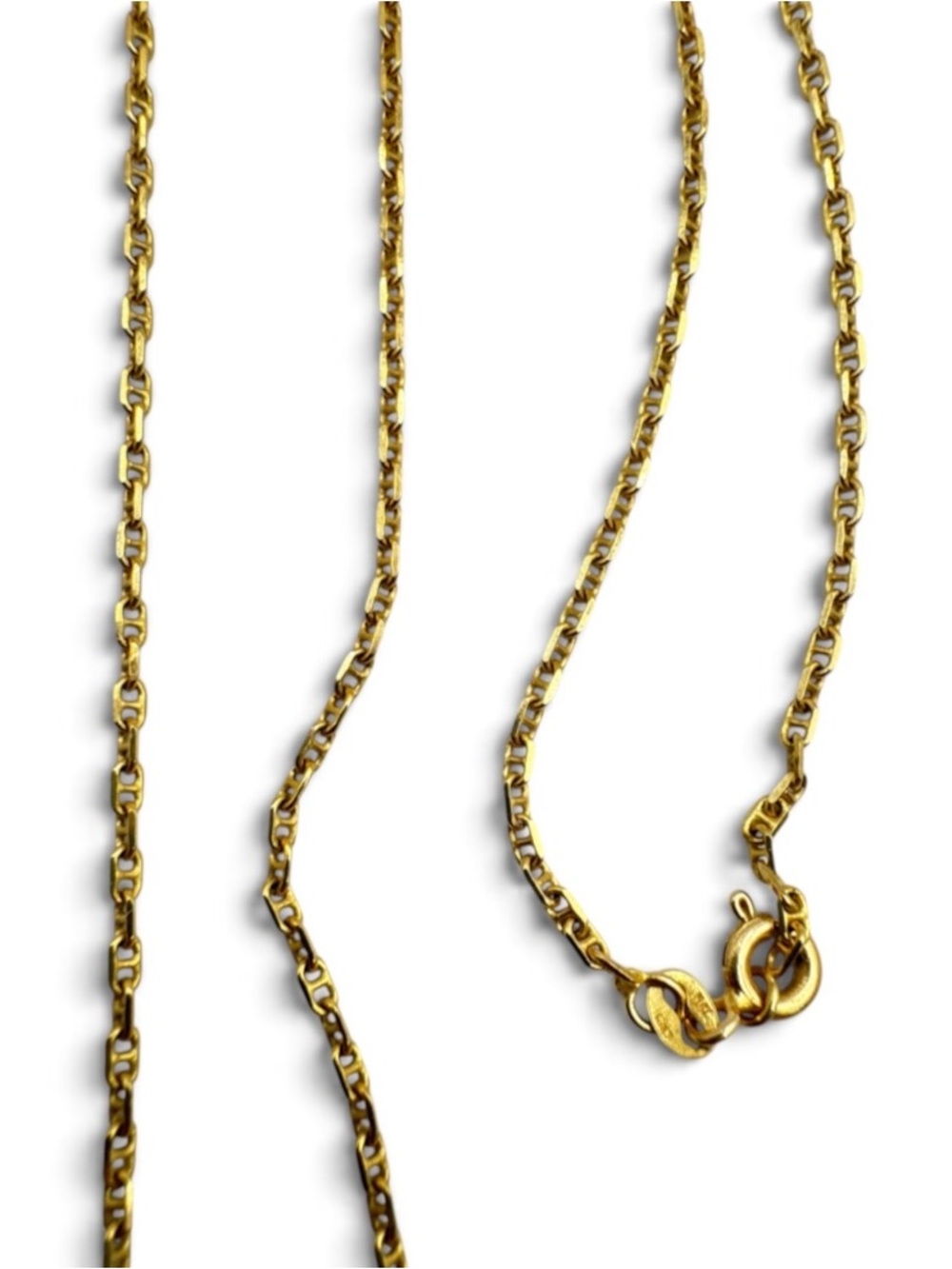 Vintage 14K Yellow Gold Italian Mariner Anchor Link Chain Necklace 17.5” 3.2g gr